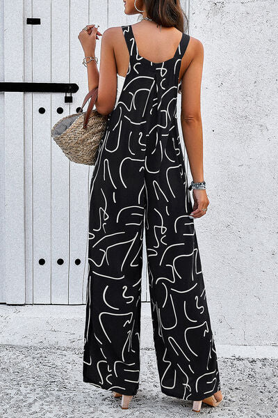 Vita Di Palma™ | Printed Wide Strap Jumpsuit with Pockets