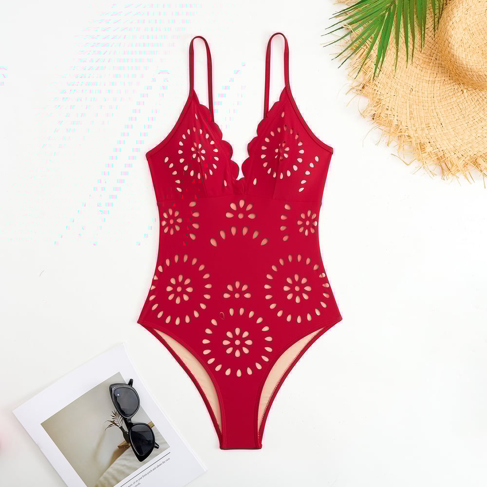 Vita Di Palma™ | Laser Cutting Flower Hollow Flared Skirt Swimsuit Set