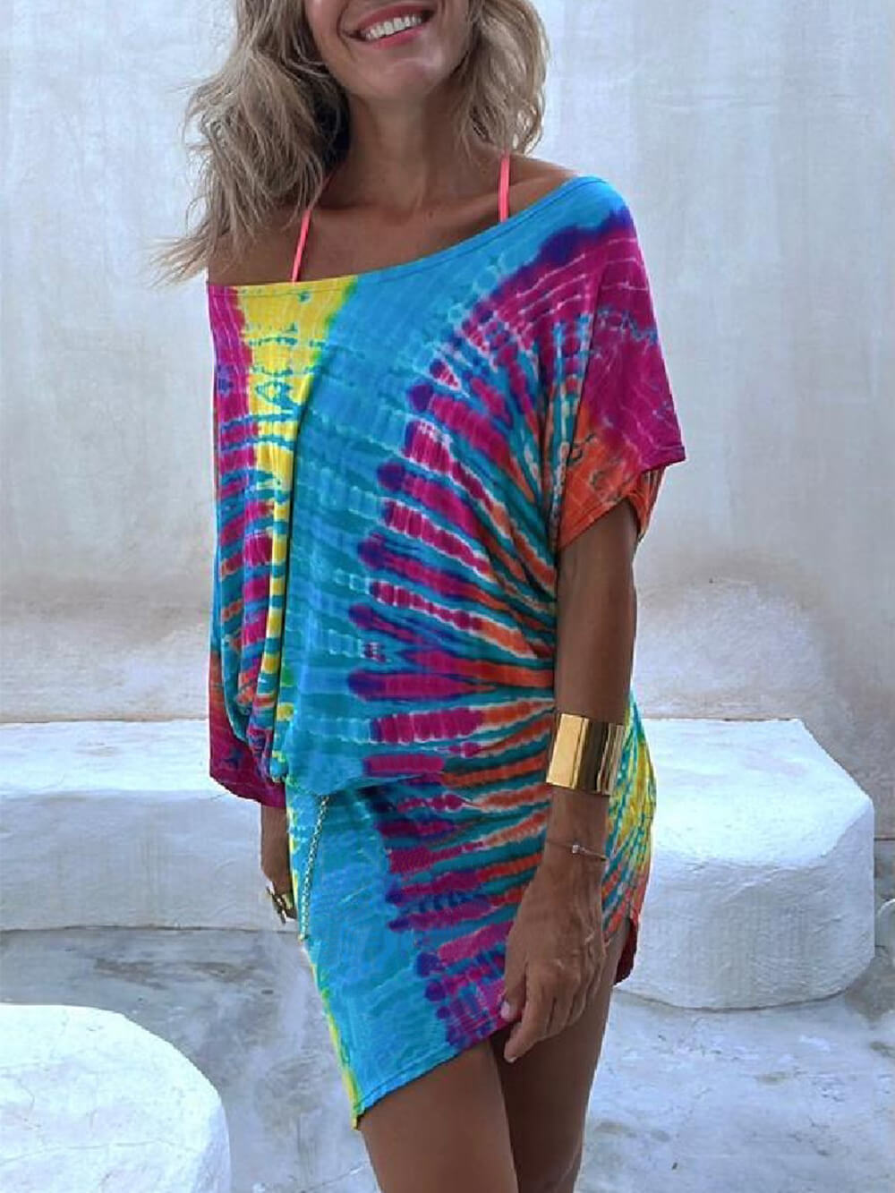 Vita Di Palma™ | Tie-Dye Crew Neck Mini Dress