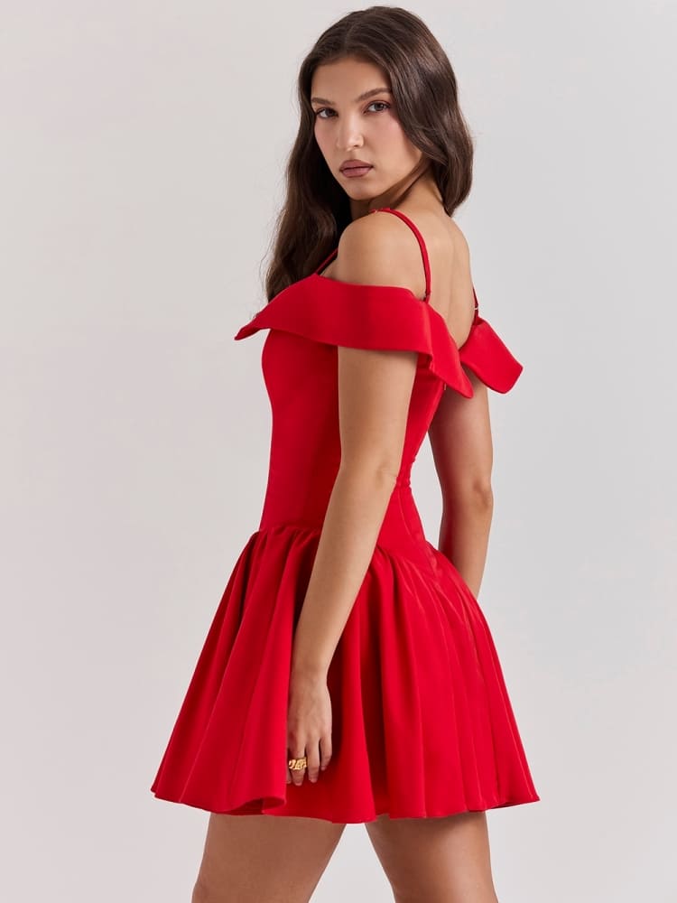 Vita Di Palma™ | Scarlet Off-Shoulder Strap Mini Dress