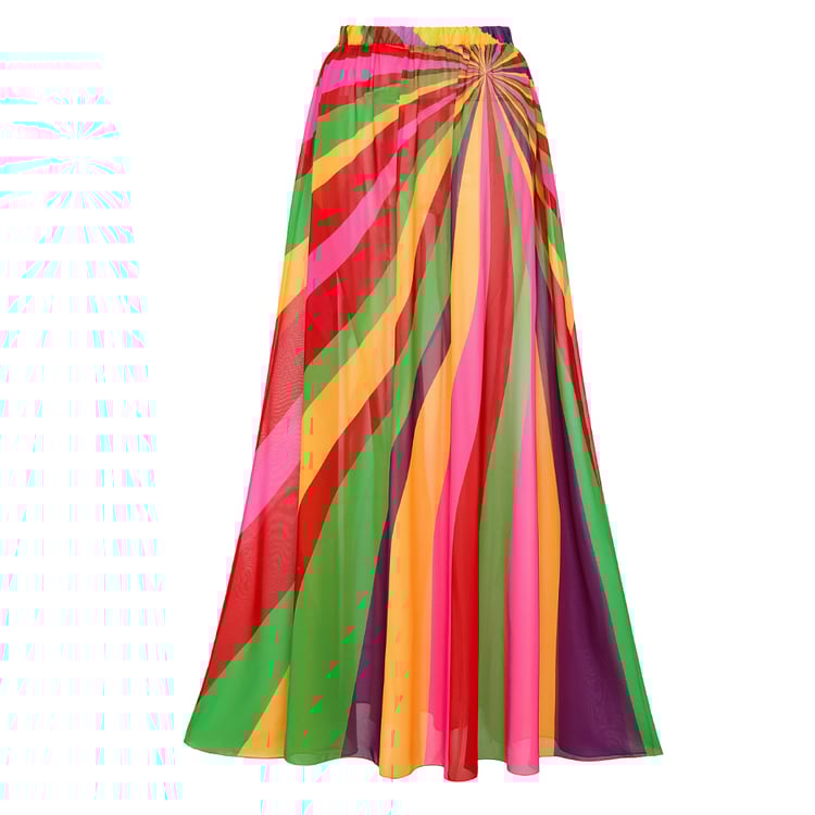 Vita Di Palma™ | V Neck Halter Rainbow Stripes Print One Piece Swimsuit Set