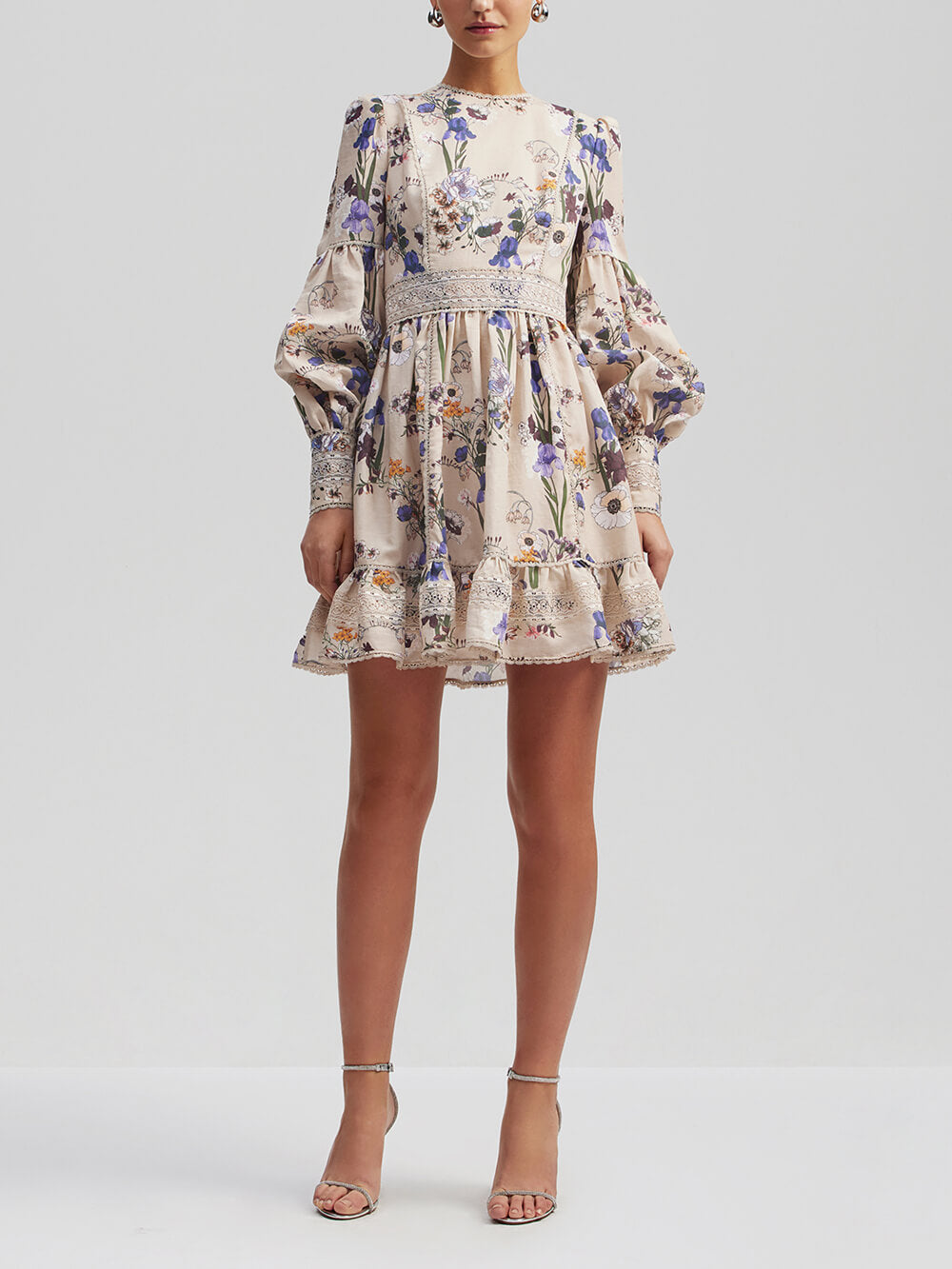 Vita Di Palma™ | Flowers Plants Balloon Sleeves Mini Dress