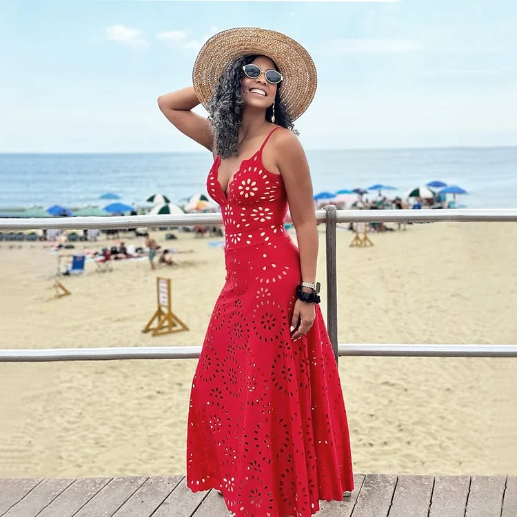 Vita Di Palma™ | Laser Cutting Flower Hollow Flared Skirt Swimsuit Set