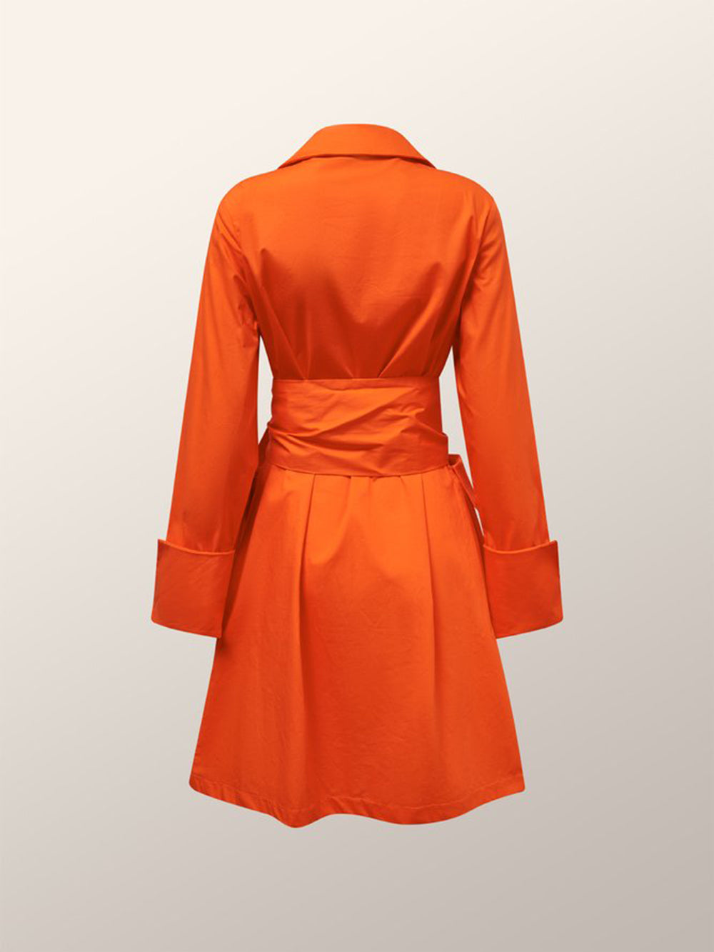 Vita Di Palma™ | Orange Draped Cotton Wrap-Shirt Dress