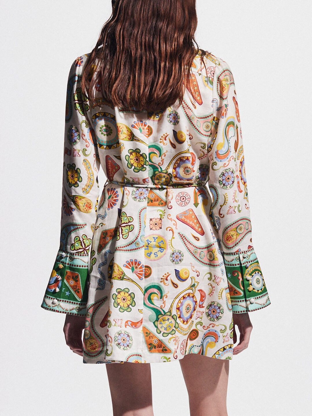 Vita Di Palma™ | Printed Trumpet Sleeve Mini Dress