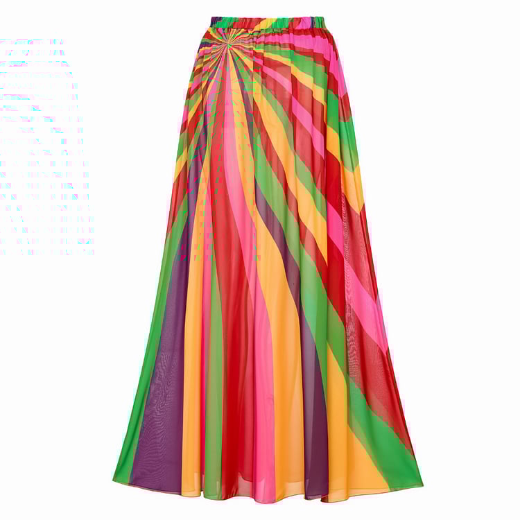 Vita Di Palma™ | V Neck Halter Rainbow Stripes Print One Piece Swimsuit Set
