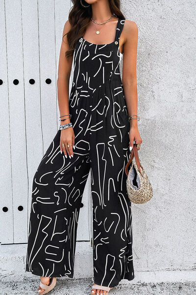 Vita Di Palma™ | Printed Wide Strap Jumpsuit with Pockets