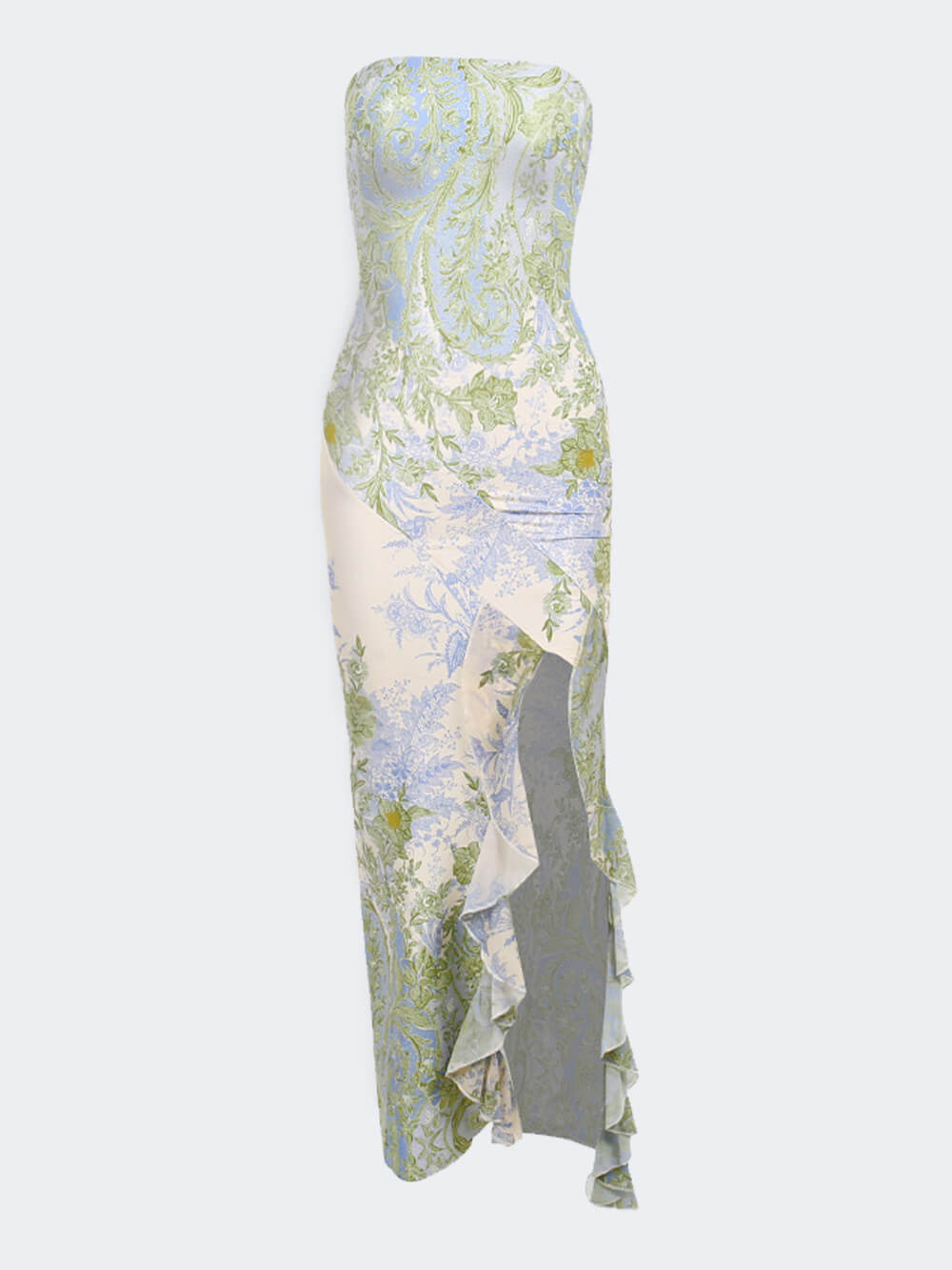 Flowerprint sexy maxi dress with split