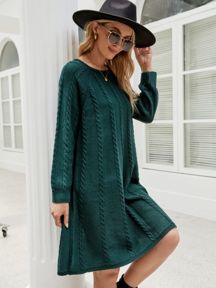 Vita Di Palma™ | Stylish Solid Color A-Line Knit Dress