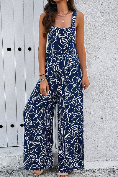 Vita Di Palma™ | Printed Wide Strap Jumpsuit with Pockets