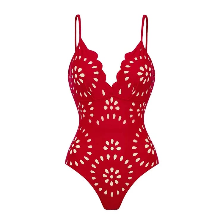 Vita Di Palma™ | Laser Cutting Flower Hollow Flared Skirt Swimsuit Set