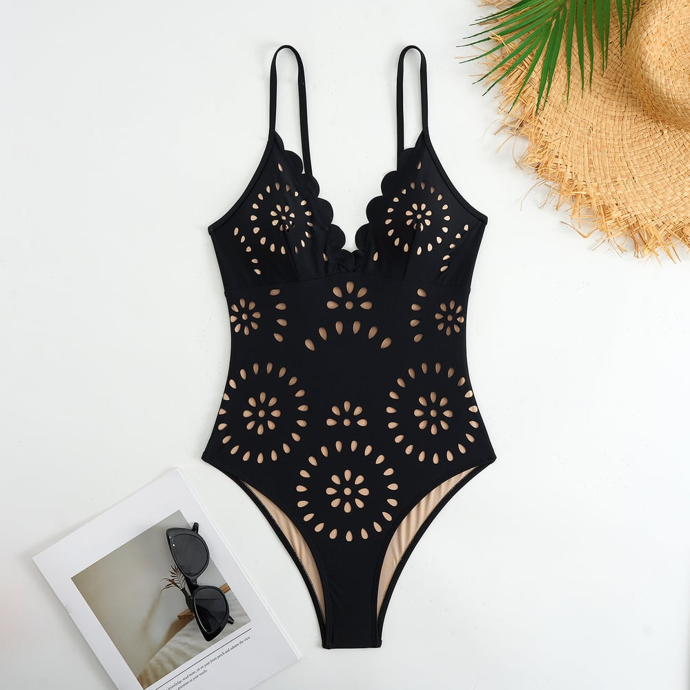 Vita Di Palma™ | Laser Cutting Flower Hollow Flared Skirt Swimsuit Set