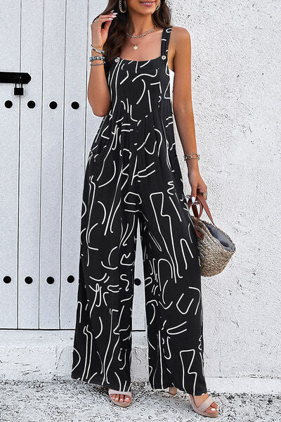 Vita Di Palma™ | Printed Wide Strap Jumpsuit with Pockets