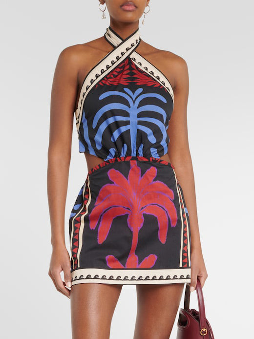 Vita Di Palma™ | Unique Summer Print Halter Neck Mini Dress